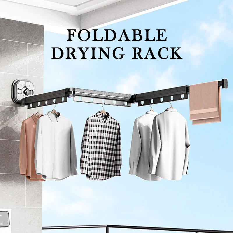 Foldable & Retractable Aluminum Alloy Clothes Drying Rack with Suction Cup