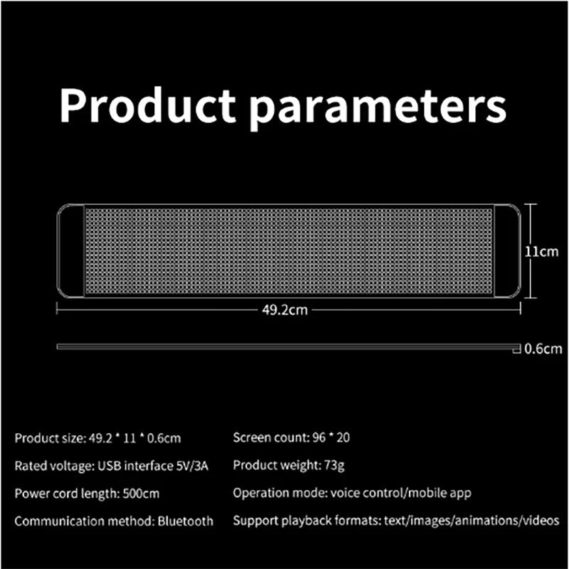 Flexible Scrolling Panel DIY Programmable LED Sign for Car - USB/ Bluetooth/ App Control