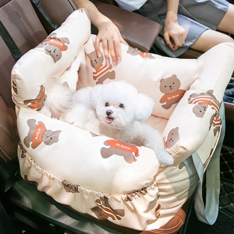 Portable Safety Car Central Console Pet Seat Bed for Small Dogs and Cats