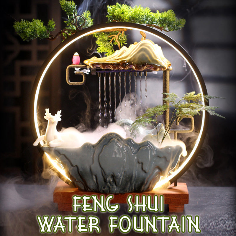 LED Mist Zen Incense Burner Wealth-promoting Feng Shui Circulating Water Fountain Ornaments