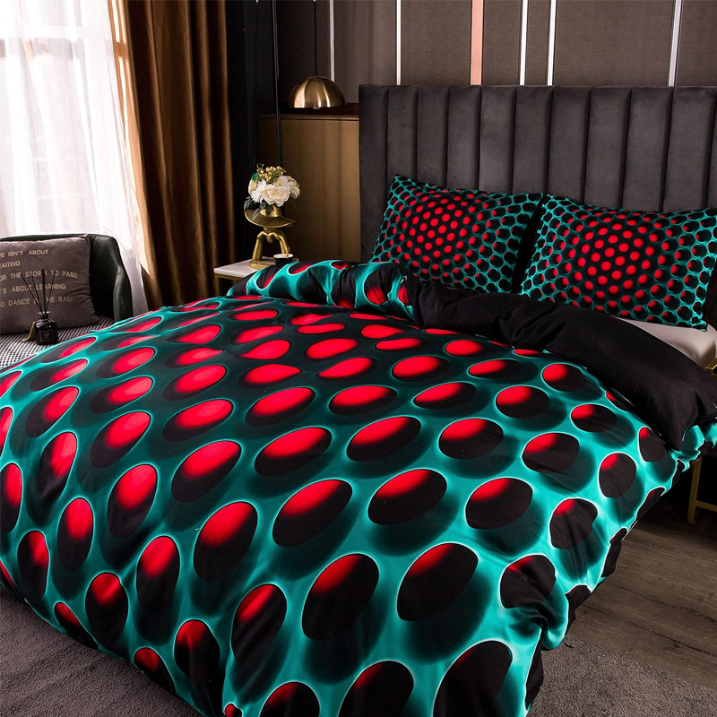 3D Soft Geometric Stereoscopic Dense Hole Warm Duvet Patterns Bedding Set