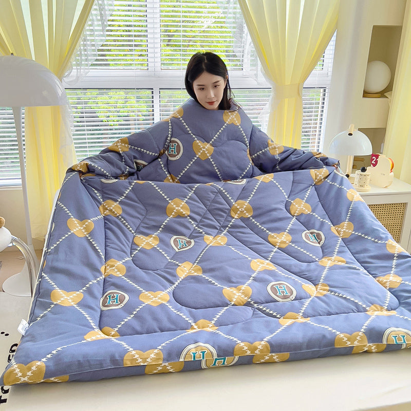 Multifunctional Winter Lazy Thickened Skin-friendly Brushed Quilt with Sleeves