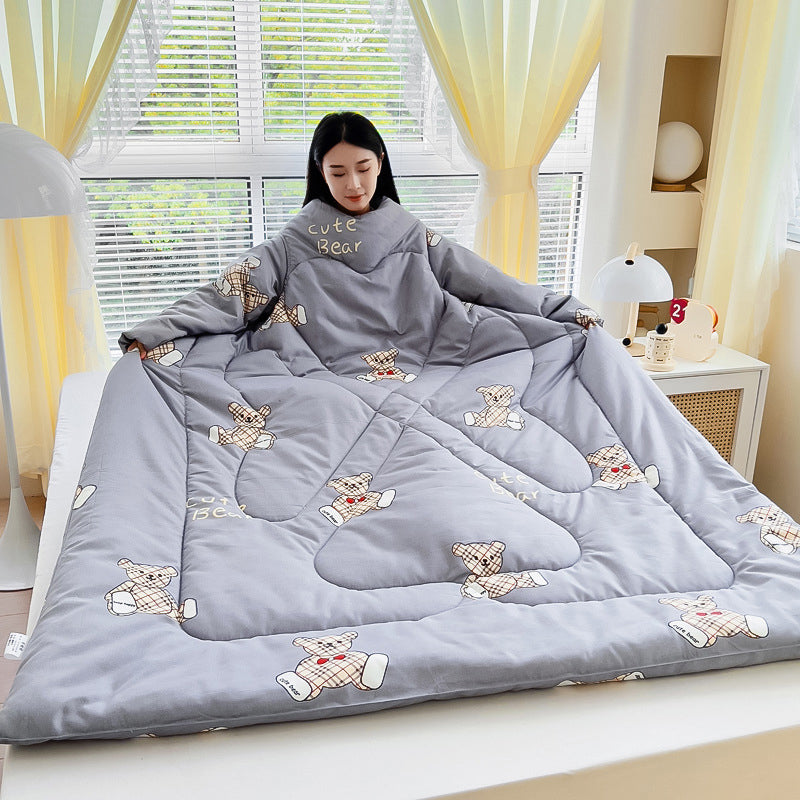 Multifunctional Winter Lazy Thickened Skin-friendly Brushed Quilt with Sleeves