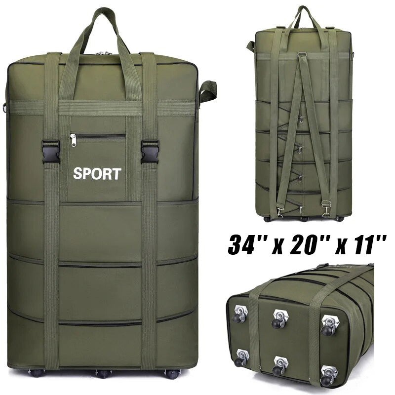 Expandable Foldable Large Capacity Luggage Travel Duffel Bag With Spinner Wheels