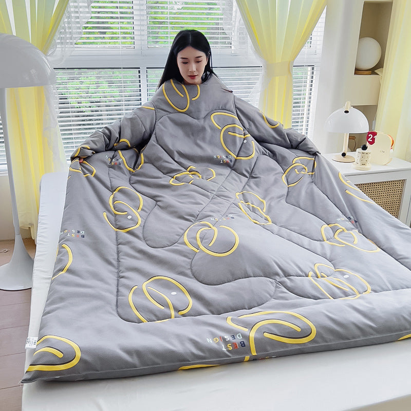 Multifunctional Winter Lazy Thickened Skin-friendly Brushed Quilt with Sleeves