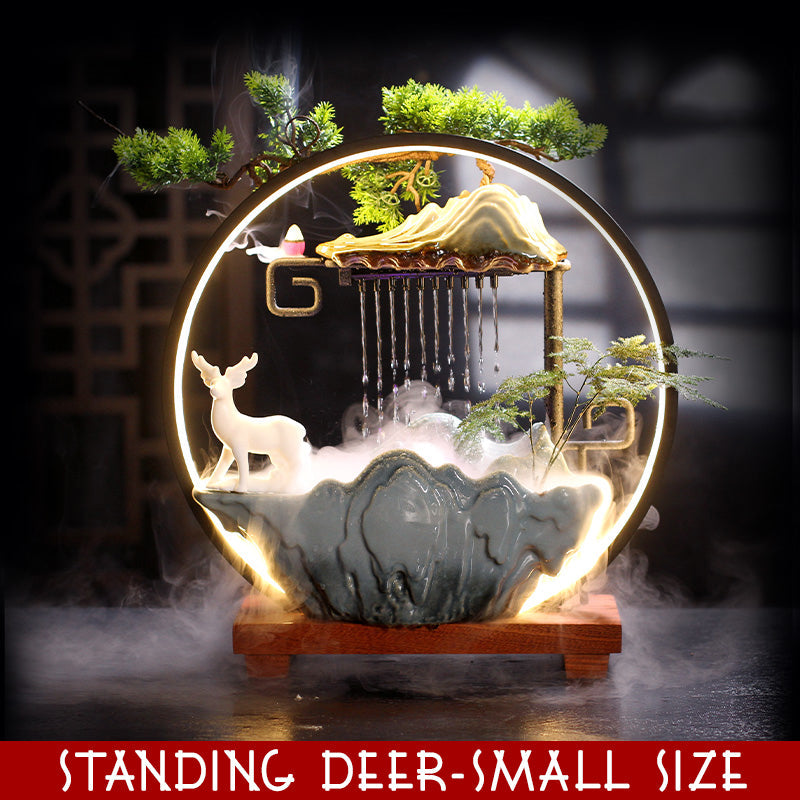 LED Mist Zen Incense Burner Wealth-promoting Feng Shui Circulating Water Fountain Ornaments