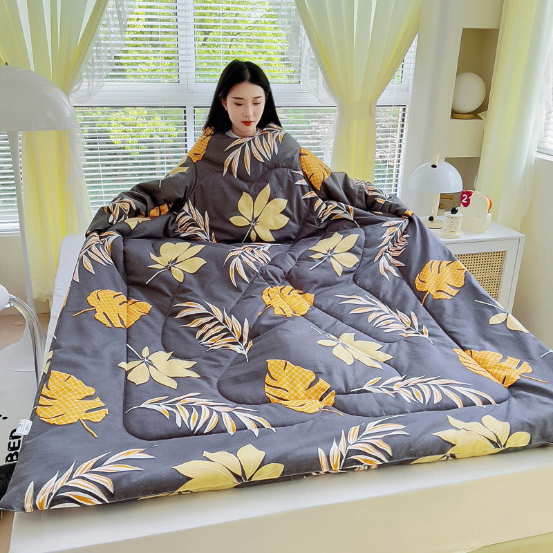 Multifunctional Winter Lazy Thickened Skin-friendly Brushed Quilt with Sleeves