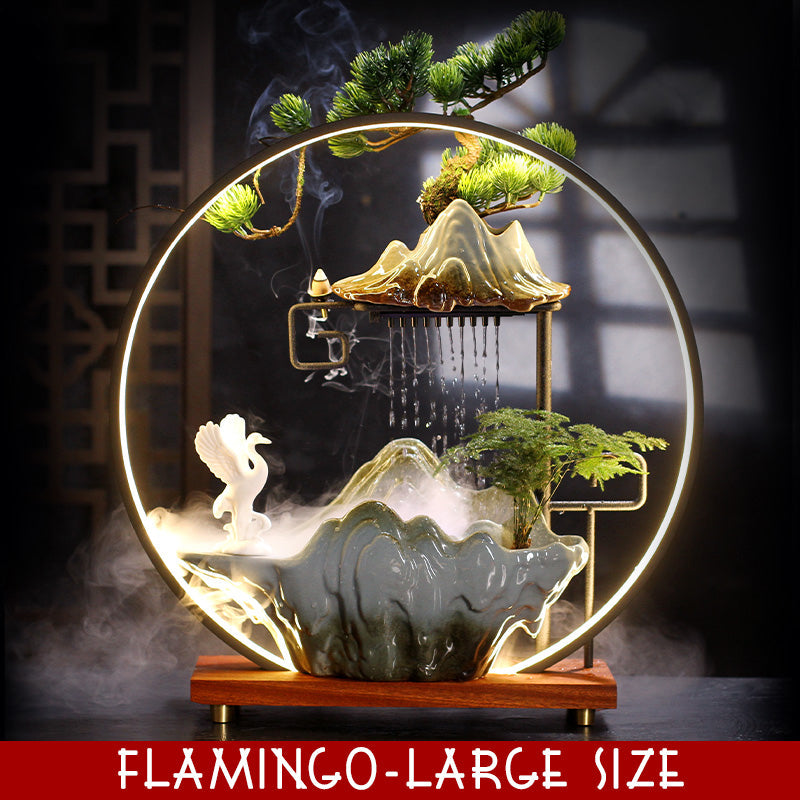 LED Mist Zen Incense Burner Wealth-promoting Feng Shui Circulating Water Fountain Ornaments