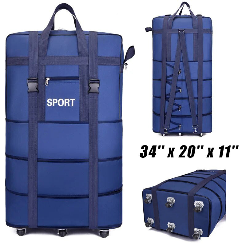 Expandable Foldable Large Capacity Luggage Travel Duffel Bag With Spinner Wheels