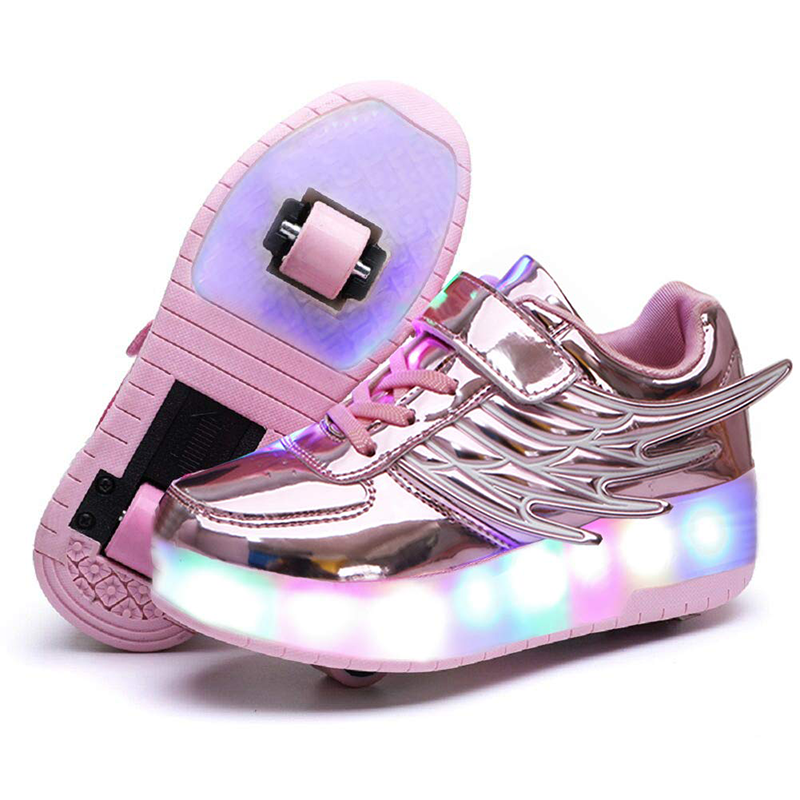 2023 New Kids LED USB Rechargeable Roller Skates Sports Sneakers