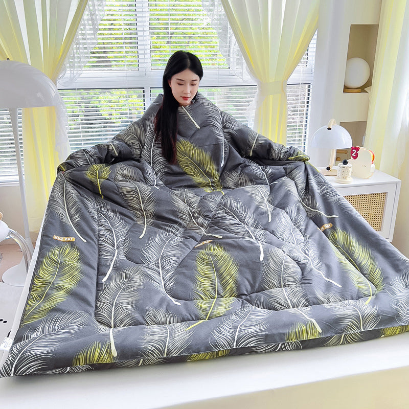 Multifunctional Winter Lazy Thickened Skin-friendly Brushed Quilt with Sleeves