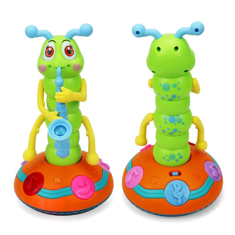 Kids Electric Dancing Saxophone Caterpillar With Led Flashlight Music Toy