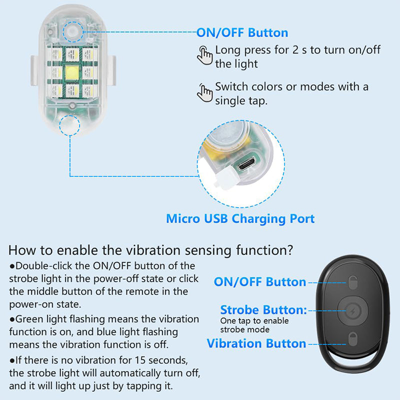 Waterproof Anti-collision 7 Colors Rechargeable Car LED Strobe Light with Wireless Remote Control