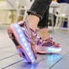 2023 New Kids LED USB Rechargeable Roller Skates Sports Sneakers