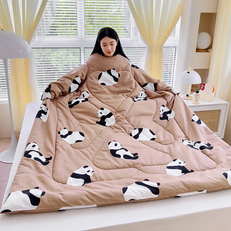 Multifunctional Winter Lazy Thickened Skin-friendly Brushed Quilt with Sleeves