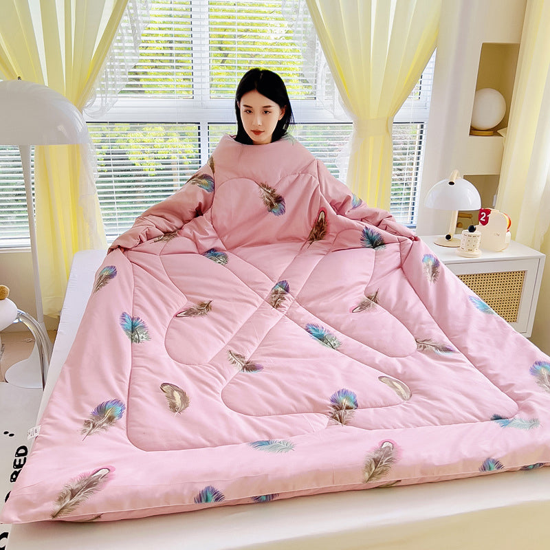 Multifunctional Winter Lazy Thickened Skin-friendly Brushed Quilt with Sleeves