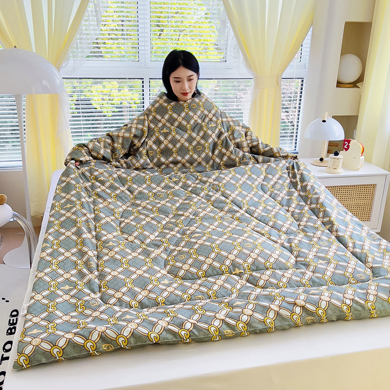 Multifunctional Winter Lazy Thickened Skin-friendly Brushed Quilt with Sleeves