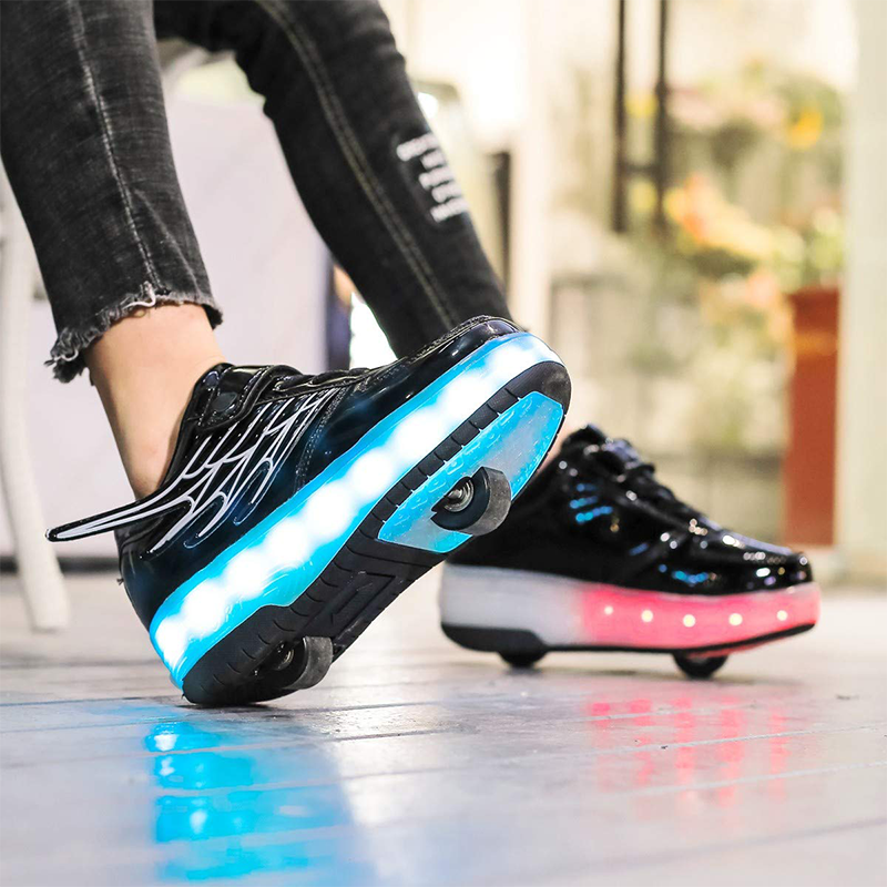 2023 New Kids LED USB Rechargeable Roller Skates Sports Sneakers