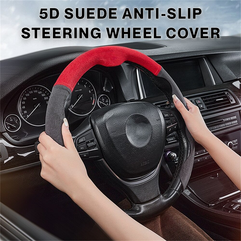 Modern 5D Suede Ultra-thin Anti-Slip Car Steering Wheel Cover Universal Fit