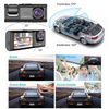 3 Channel Rear DVR HD 1080P Wide Angle Dashboard Cam for Night Vision, Loop Recording, Parking Recording