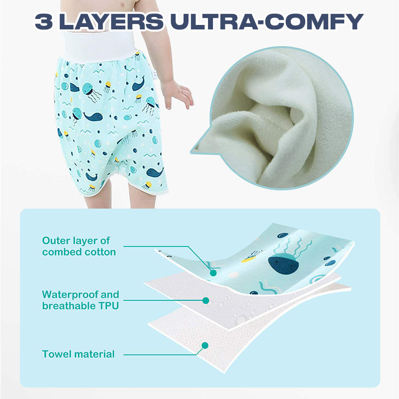 Unisex Leak-proof Super Absorbent High Waist Comfy Cloth Diaper Skirt & Pants for Infants Baby Kids