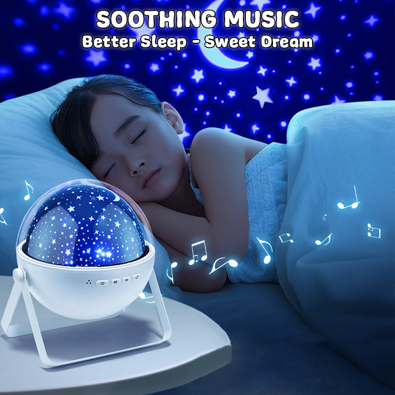 360° Rotating Starry Sky Night Light Projector Lamp Bluetooth Speaker Remote Control