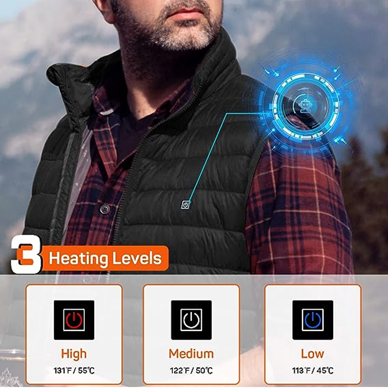 3 Heating Levels USB Lightweight Electric Heated Jacket Unisex Heated Jacket