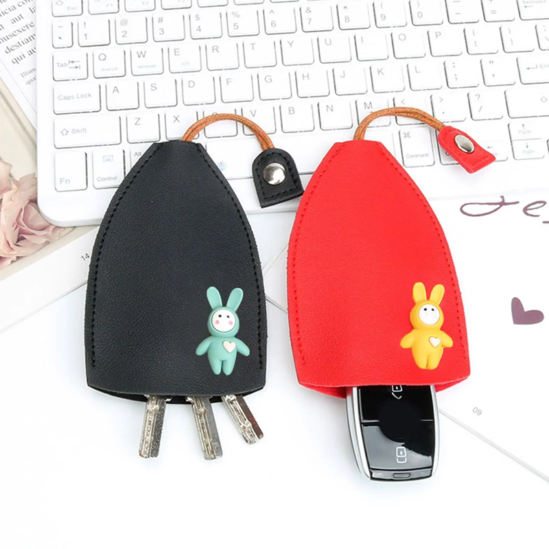 Creative Pull Out Cute PU Leather Car Key Case Cover