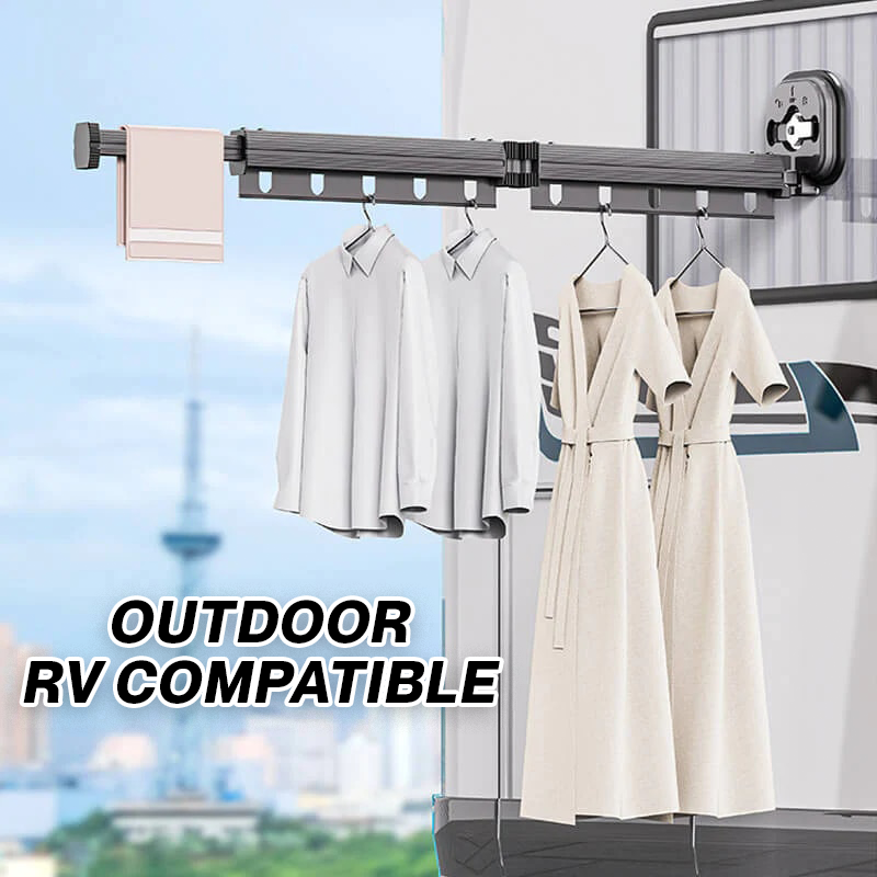 Foldable & Retractable Aluminum Alloy Clothes Drying Rack with Suction Cup