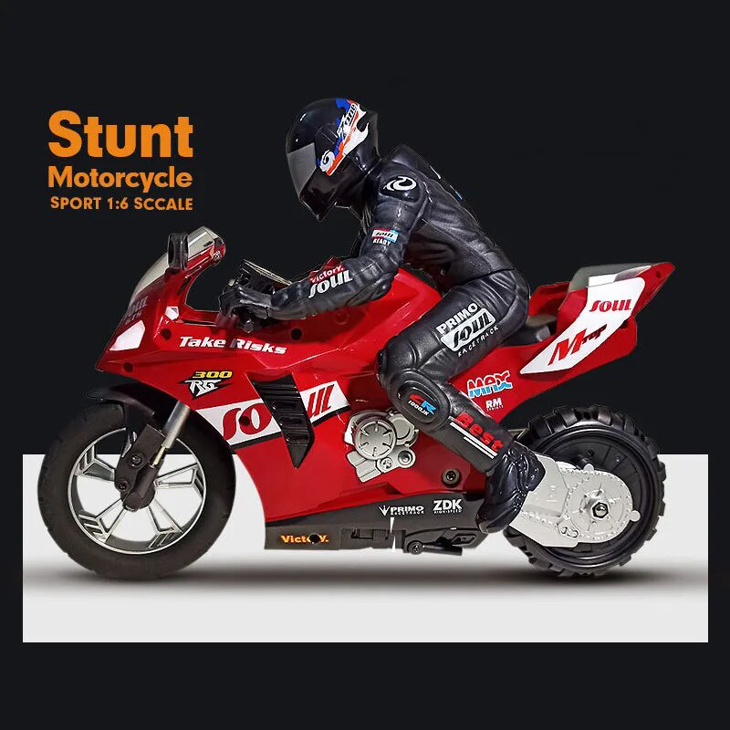 2.4G 1/6 1/10 High Speed Racing Drift RC Remote Control Stunt Motorcycle with Riding Figure