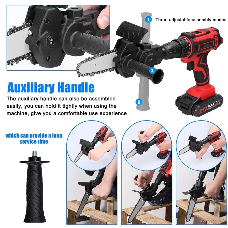 4" &  6" Mini Electric Drill Attachment Chainsaw  For Woodworking Gardening