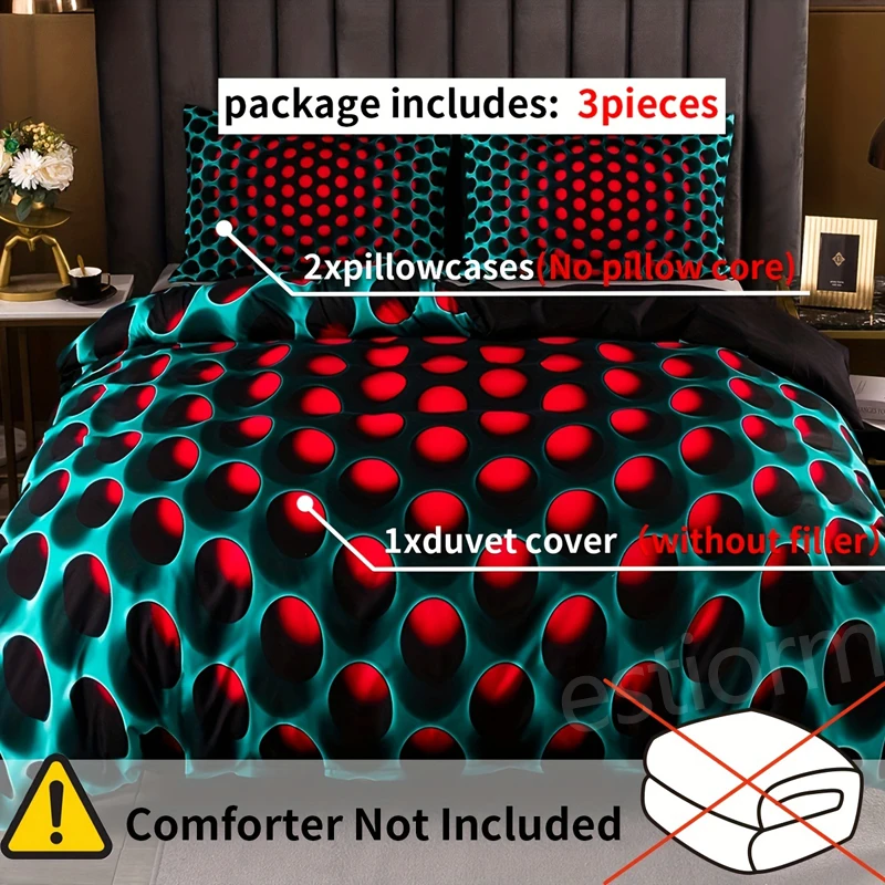 3D Soft Geometric Stereoscopic Dense Hole Warm Duvet Patterns Bedding Set