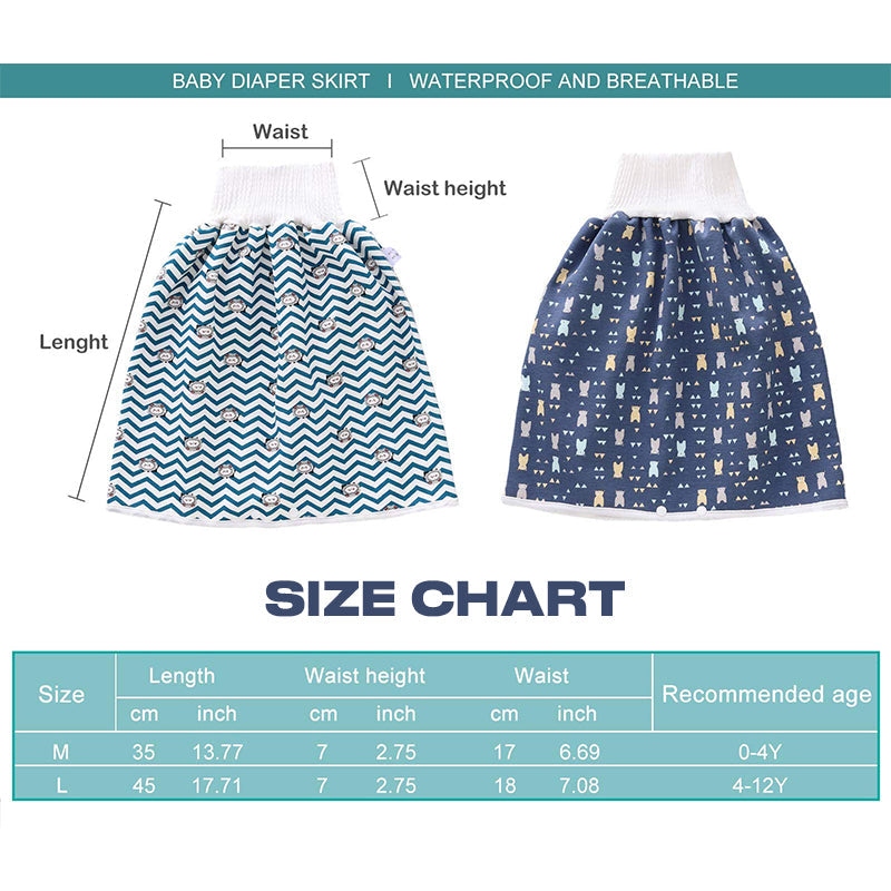 Unisex Leak-proof Super Absorbent High Waist Comfy Cloth Diaper Skirt & Pants for Infants Baby Kids