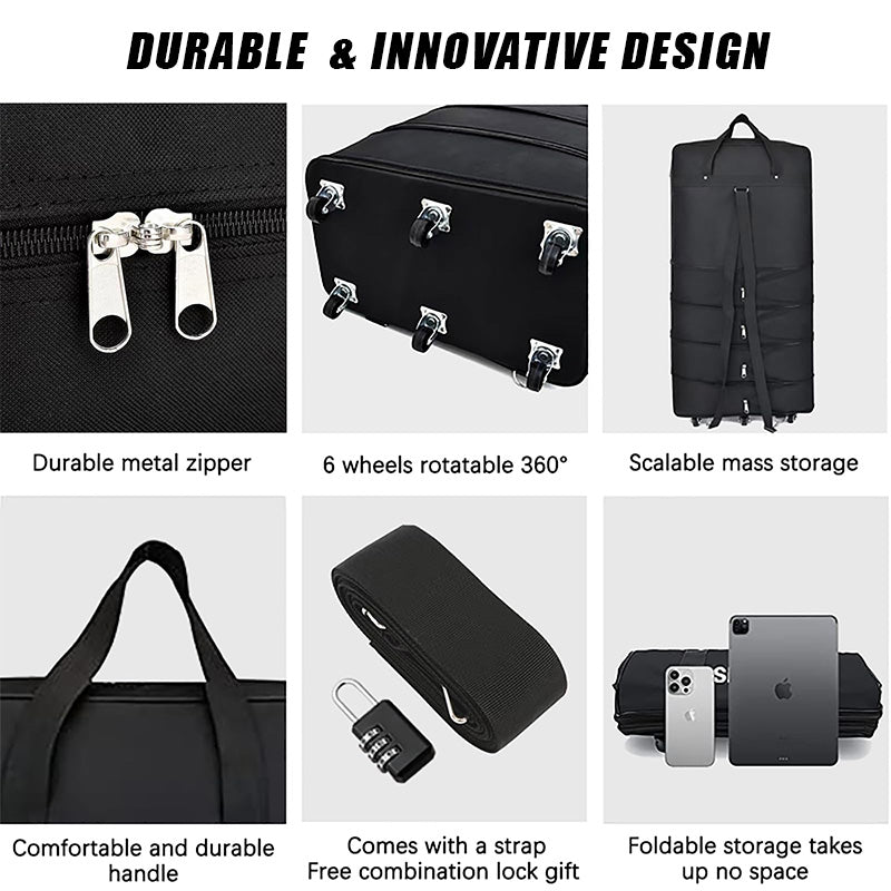 Expandable Foldable Large Capacity Luggage Travel Duffel Bag With Spinner Wheels