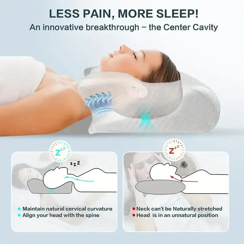 Cervical Orthopedic Memory Foam Bed Pillow for Neck Pain Relief