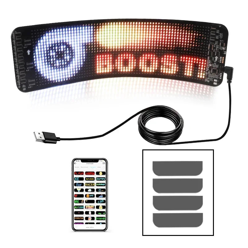 Flexible Scrolling Panel DIY Programmable LED Sign for Car - USB/ Bluetooth/ App Control