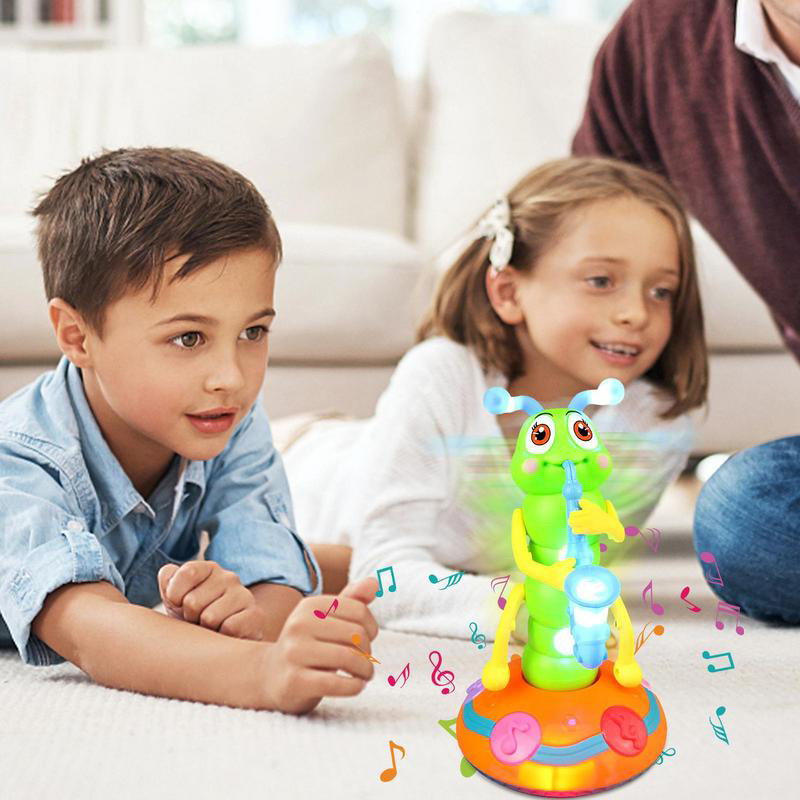 Kids Electric Dancing Saxophone Caterpillar With Led Flashlight Music Toy