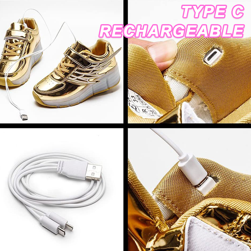 2023 New Kids LED USB Rechargeable Roller Skates Sports Sneakers