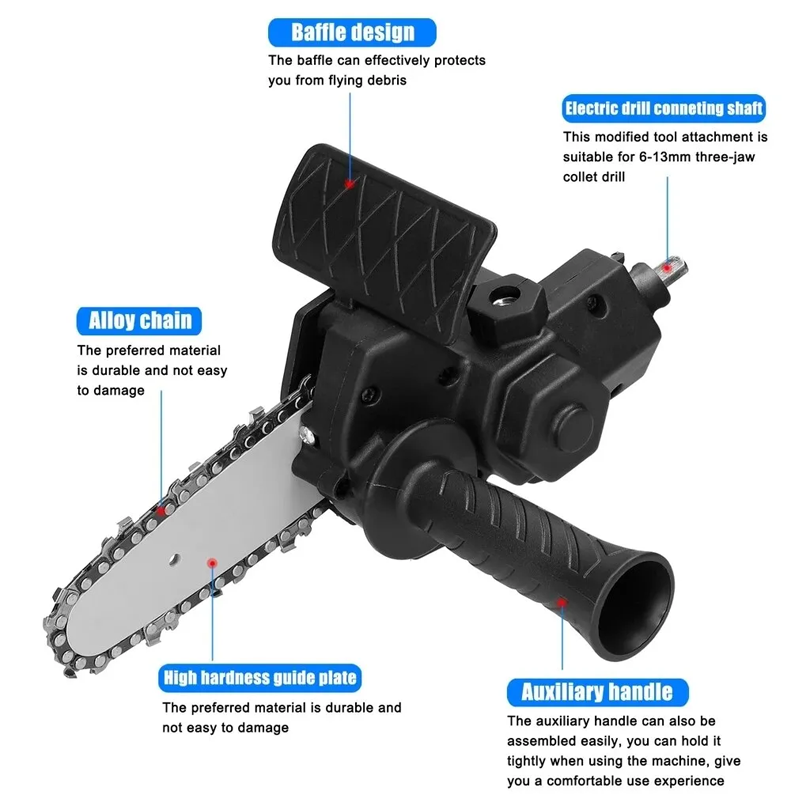 4" &  6" Mini Electric Drill Attachment Chainsaw  For Woodworking Gardening