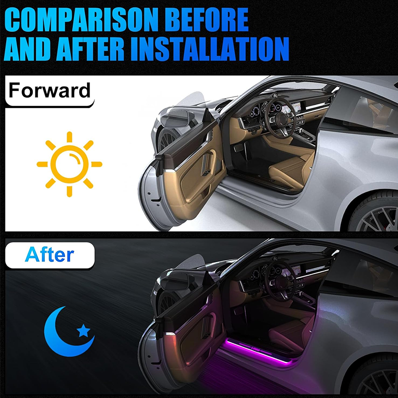 4Pcs Customizable Wireless Auto-Sensing LED Car Door Sill Lights for All Car Models