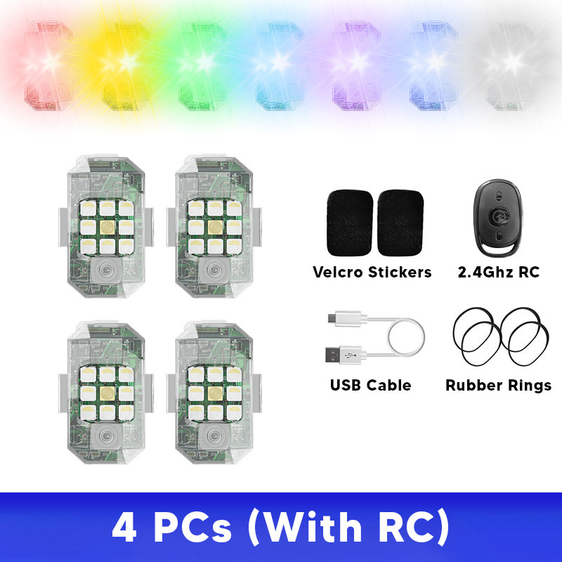 Waterproof Anti-collision 7 Colors Rechargeable Car LED Strobe Light with Wireless Remote Control