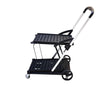 Multi-Purpose Foldable Double-Decker 4 Wheels Plastic Shopping Cart Trolley with Basket